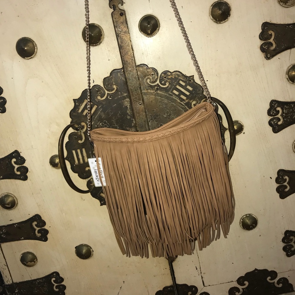 Tan fringe crossbody purse